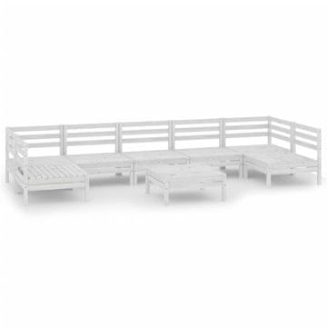 Vidaxl 8-dijelna vrtna garnitura bijela od masivne borovine