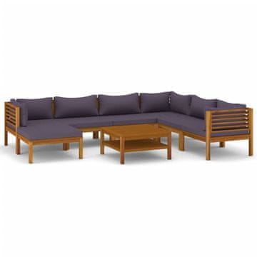 Vidaxl 8-dijelna vrtna garnitura od masivnog drva bagrema s jastucima