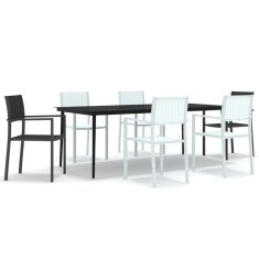 Vidaxl 7-dijelni vrtni blagovaonski set crno-bijeli
