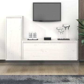 Vidaxl TV ormarići, set od 2, bijeli, masivni borov drvo