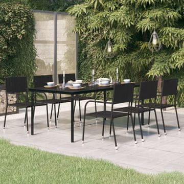 Vidaxl Vrtni stol Crni 200x100x74 cm Čelik i staklo