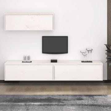 Vidaxl TV set ormarića, 3 kom, bijeli, masivni borov drvo