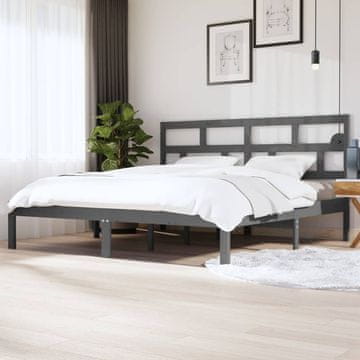 Vidaxl Okvir za krevet sivi masivni borov drvo 200 x 200 cm