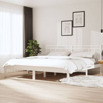 Vidaxl Okvir za krevet Bijeli Masivni borov drvo 160 x 200 cm
