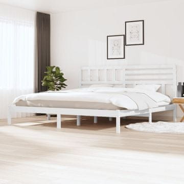 Vidaxl Okvir za krevet Bijeli Masivni borov drvo 200 x 200 cm