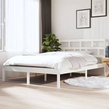 Vidaxl Okvir za krevet Bijeli Masivni borov drvo 140x190 cm