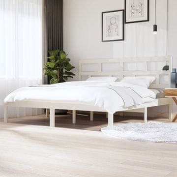 Vidaxl Okvir za krevet Bijeli Masivni borov drvo 200 x 200 cm