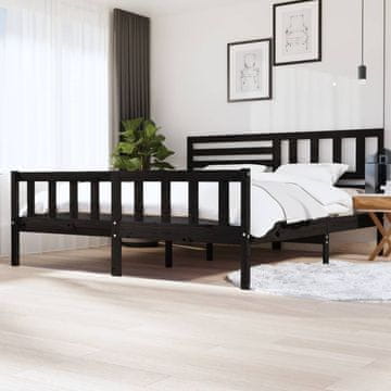 Vidaxl Okvir za krevet crni masivni borov drvo 200 x 200 cm