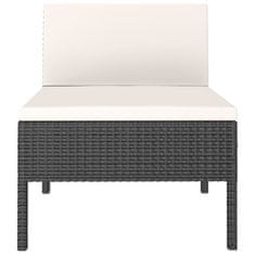 Vidaxl Vrtne stolice s jastucima 3 kom od poliratana crne