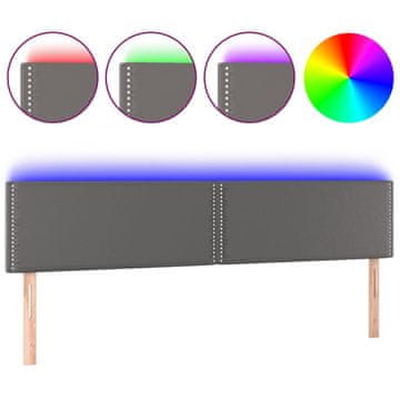 Vidaxl LED uzglavlje sivo 160 x 5 x 78/88 cm od umjetne kože