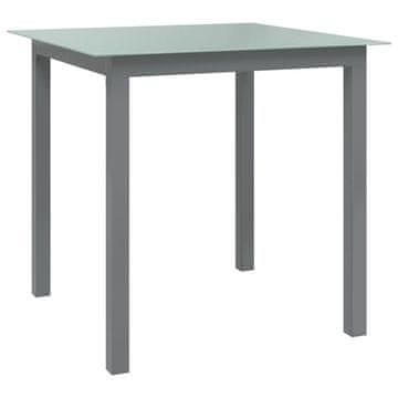 Vidaxl Vrtni stol svijetlo sivi 80x80x74 cm aluminij i staklo