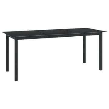 Vidaxl Vrtni stol Crni 190x90x74 cm Aluminij i staklo