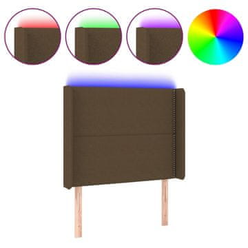 Vidaxl LED uzglavlje tamnosmeđe 83x16x118/128 cm od tkanine