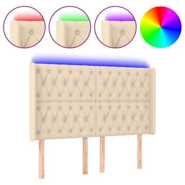Vidaxl LED uzglavlje krem 147 x 16 x 118/128 cm od tkanine
