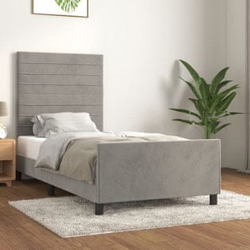Vidaxl Okvir kreveta bez madraca svijetlosivi 90x200 cm baršun