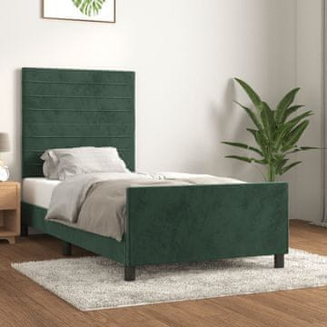 Vidaxl Okvir kreveta bez madraca tamnozeleni 90x200 cm baršun