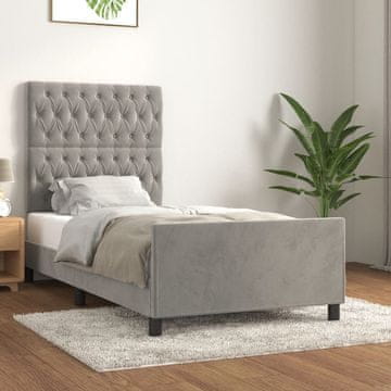 Vidaxl Okvir kreveta bez madraca svijetlosivi 100x200 cm baršun