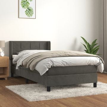 Vidaxl Krevet s oprugom i madracem, tamnosivi baršun, 80x200 cm