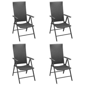 Vidaxl Vrtne stolice, set od 4, poli ratan, crne
