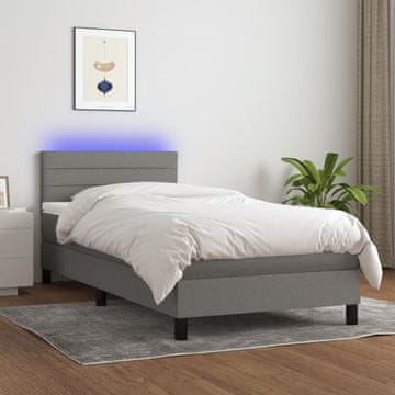 Vidaxl Krevet s oprugom i madracem, tamno siva tkanina, 80x200 cm