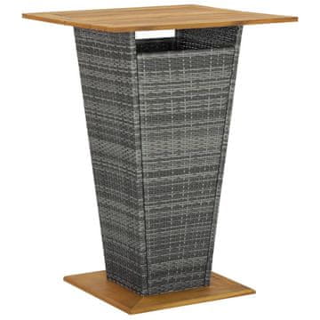Vidaxl Barski stol sivi 80x80x110 cm PE ratan i masivna akacija
