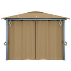 Vidaxl Sjenica sa zastorom 400 x 300 cm smeđe-siva aluminijska