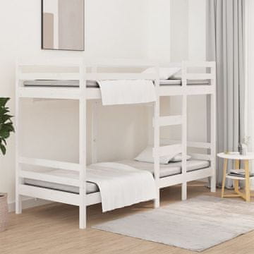 Vidaxl Krevet na kat Bijeli 90x190 cm Masivni borov drvo