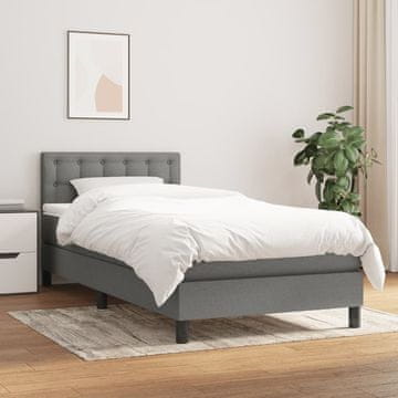 Vidaxl Krevet s oprugom i madracem, tamno siva tkanina 80x200 cm