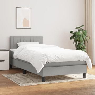 Vidaxl Krevet s oprugom i madracem, svijetlosiva, tkanina, 80x200 cm
