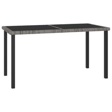 Vidaxl Vrtni blagovaonski stol sivi 140x70x73 cm PE ratan