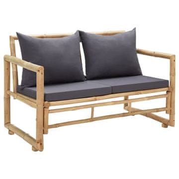Vidaxl Vrtna klupa s jastucima 115 cm bambus