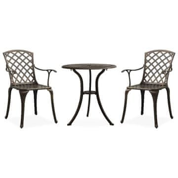 Vidaxl 3-dijelni bistro set od lijevanog aluminija brončani