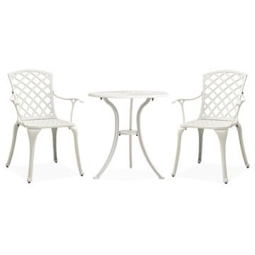 Vidaxl 3-dijelni bistro set od aluminijske legure, bijeli