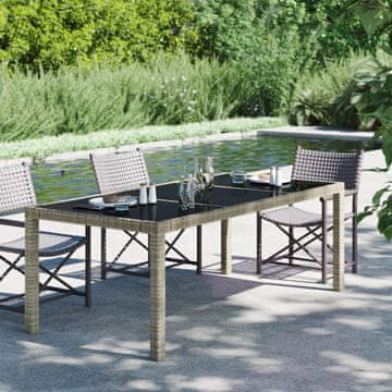 Vidaxl Vrtni stol sivi 190x90x75 cm staklo i PE ratan