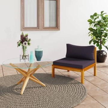 Vidaxl Sofa središnja jedinica s tamno sivim jastucima akacija