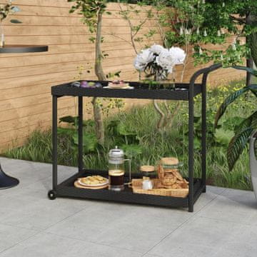 Vidaxl Barska kolica, crna, 100x45x83 cm, poli ratan