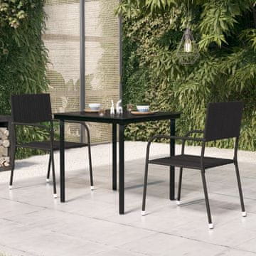 Vidaxl Vrtni stol Crni 80x80x74 cm Čelik i staklo
