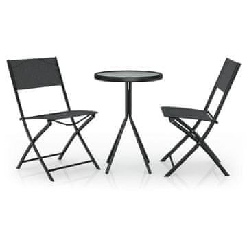 Vidaxl 3-dijelni bistro set od čelika crni