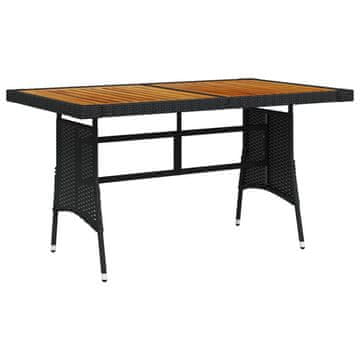 Vidaxl Vrtni stol crni 130x70x72 cm PE ratan i akacija drvo