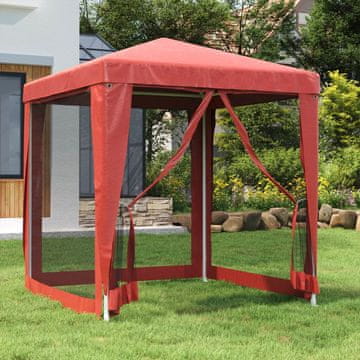 Vidaxl Šator za zabave s 4 mrežaste stijenke, crveni, 2x2 m, HDPE