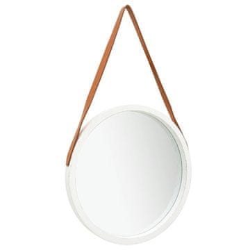 Vidaxl Zidno ogledalo s remenom, 50 cm, bijelo