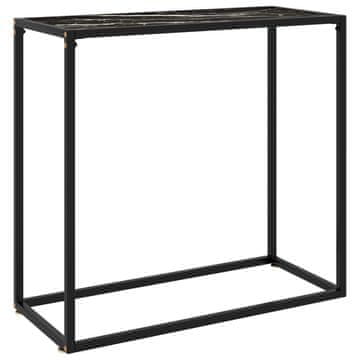 Vidaxl Konzolni stolić, crni, 80x35x75 cm, kaljeno staklo