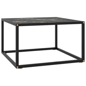 Vidaxl Stolić za kavu crni s crnim mramornim staklom 60 x 60 x 35 cm