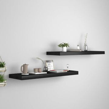 Vidaxl Zidne police, 2 kom, Crne, 80 x 23,5 x 3,8 cm, MDF