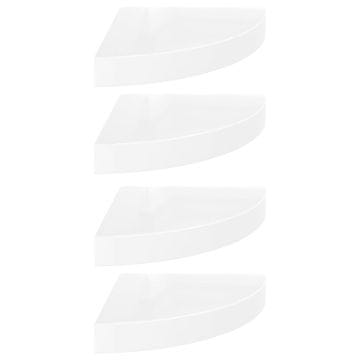 Vidaxl Plutajuće kutne police 4 kom. visoki sjaj bijele 25x25x3,8 cm MDF