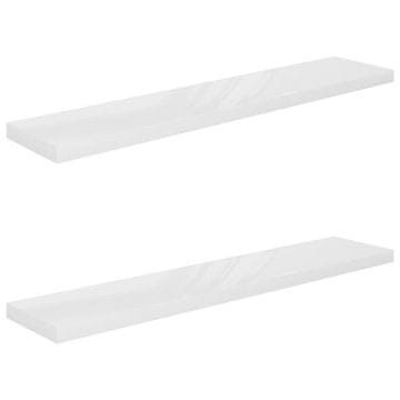 Vidaxl Plutajuće zidne police 2 kom sjajne bijele 120x23,5x3,8 cm MDF