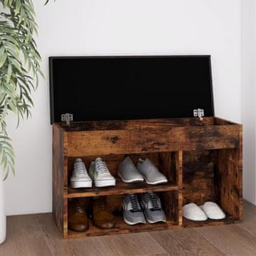Vidaxl Klupa za cipele s jastukom dimljena hrastovina 80x30x47 cm