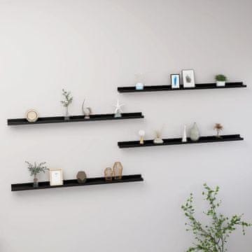 Vidaxl Zidne police, 4 kom, crne, 115 x 9 x 3 cm