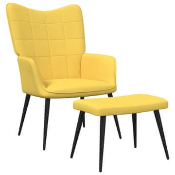 Vidaxl Stolica za opuštanje s osloncem za noge boja senfa od tkanine