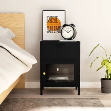 Vidaxl Noćni ormarić crni 40x30x54,5 cm čelik i staklo